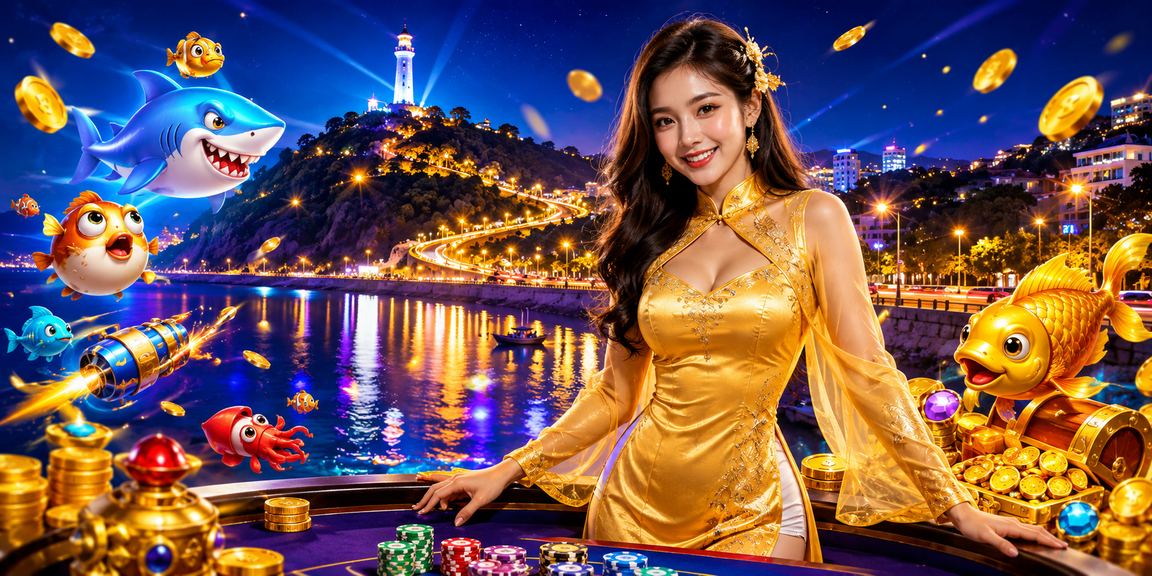 Người phụ nữ mặc áo dài tại Vũng Tàu tham gia game bắn cá và sử dụng voucher ưu đãi